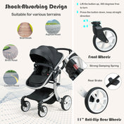 2-In-1 Foldable High Landscape Baby Stroller with Diaper Bag