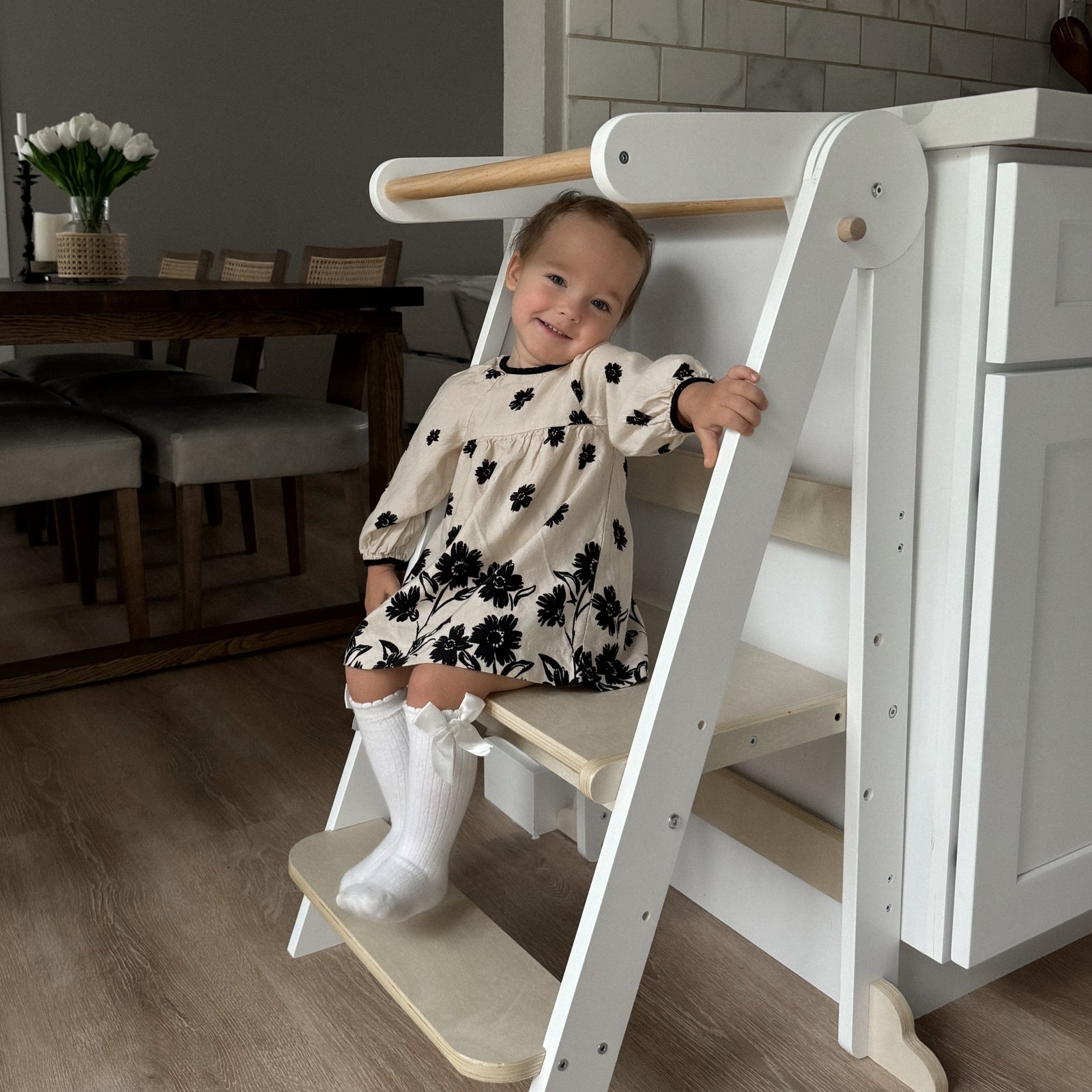 Bubu Foldable Toddler Tower, Kitchen Stool Helper