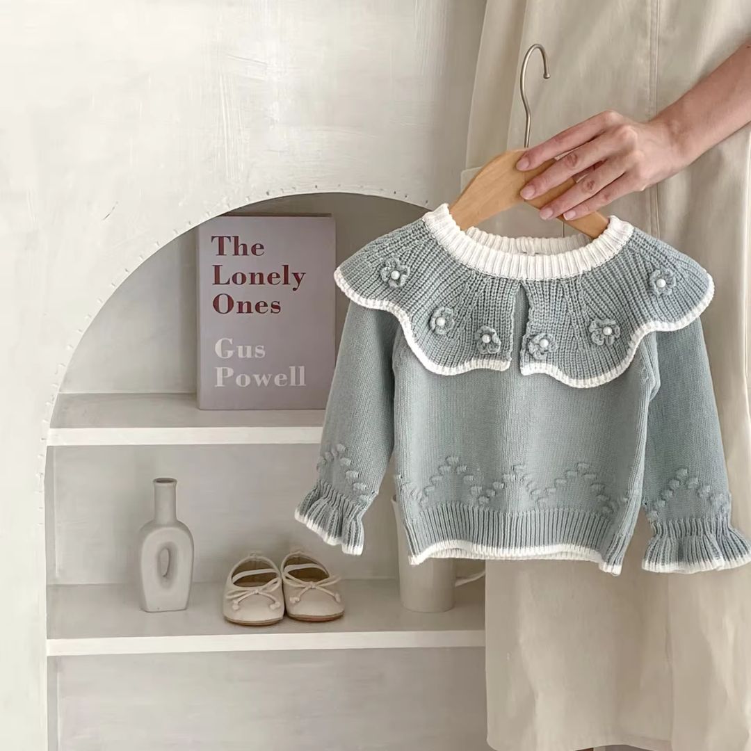 Bubu Baby Flower Pearl Knitted Sweater