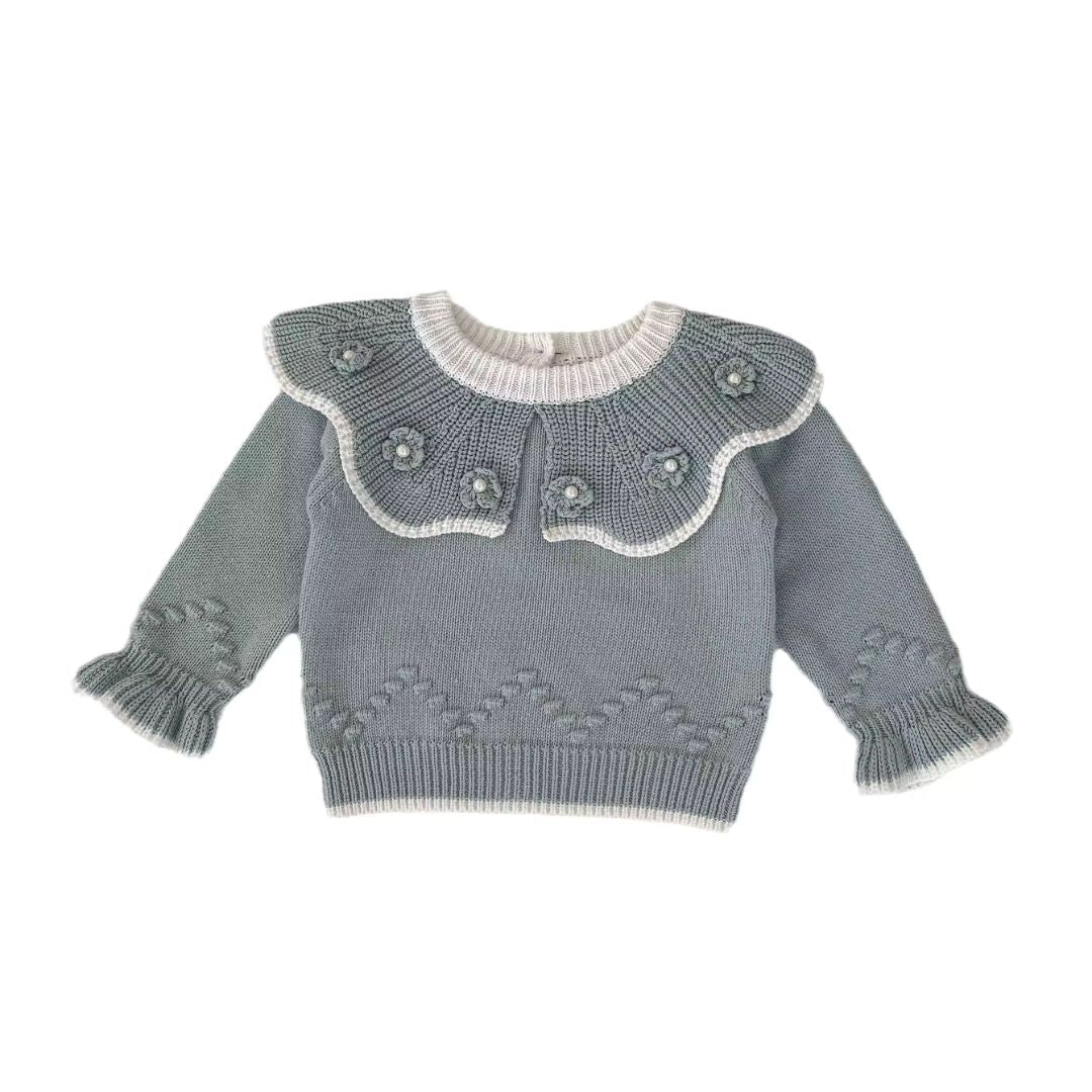 Bubu Baby Flower Pearl Knitted Sweater