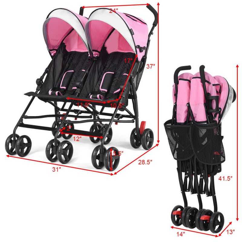 Foldable Twin Baby Double Stroller Ultralight Umbrella Kids Stroller