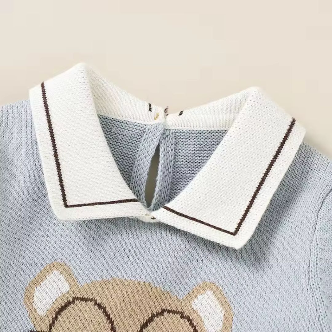 Bubu Soft Knitted Top and Pants Set - Light Blue