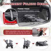 Double Stroller Foldable Baby Twin Lightweight Travel Stroller Infant Pushchair Grey