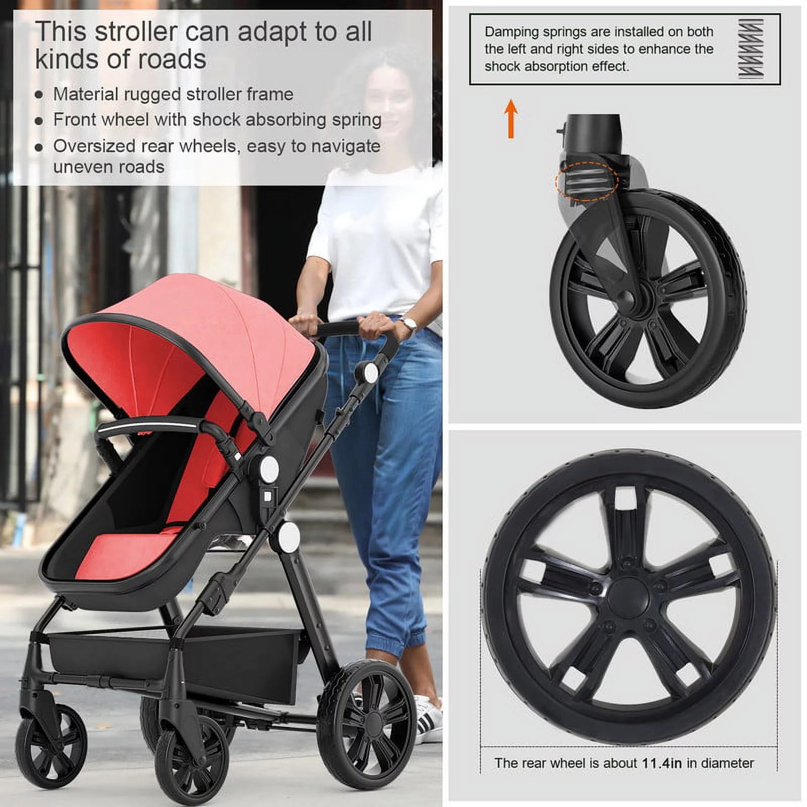 Foldable Baby Stroller for 0-36 Months Newborn Babies, Pink