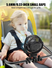 Portable Fan, Stroller Fan, Battery Powered Fan, Clip-On Fan with Flexible Tripod, Personal Rechargeable Cooling Fan with 360° Adjustable, for Stroller, Car Seat,Travel, Black