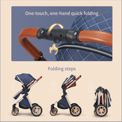 High Landscape Baby Stroller Folding Reversible Seat,Unisex,Blue