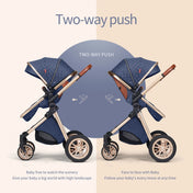 High Landscape Baby Stroller Folding Reversible Seat,Unisex,Blue