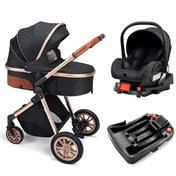 Baby Stroller 3 in 1 High Landscape Stroller for Newborns Infant Trolley Wagon Portable Baby Carriage with Base