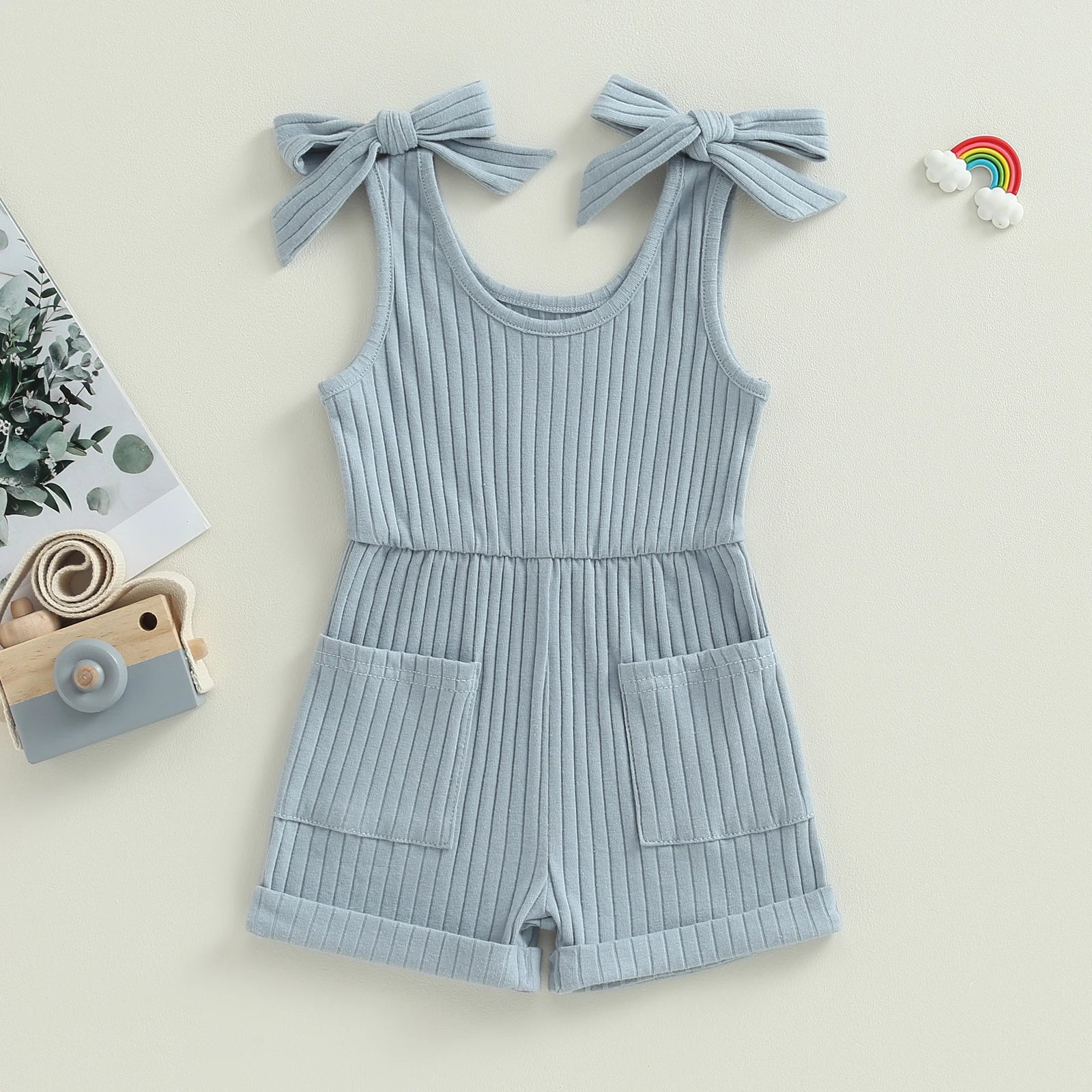 Toddler Girls Sleeveless Ribbed Romper