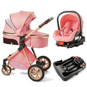 Baby Stroller 3 in 1 High Landscape Stroller for Newborns Infant Trolley Wagon Portable Baby Carriage with Base