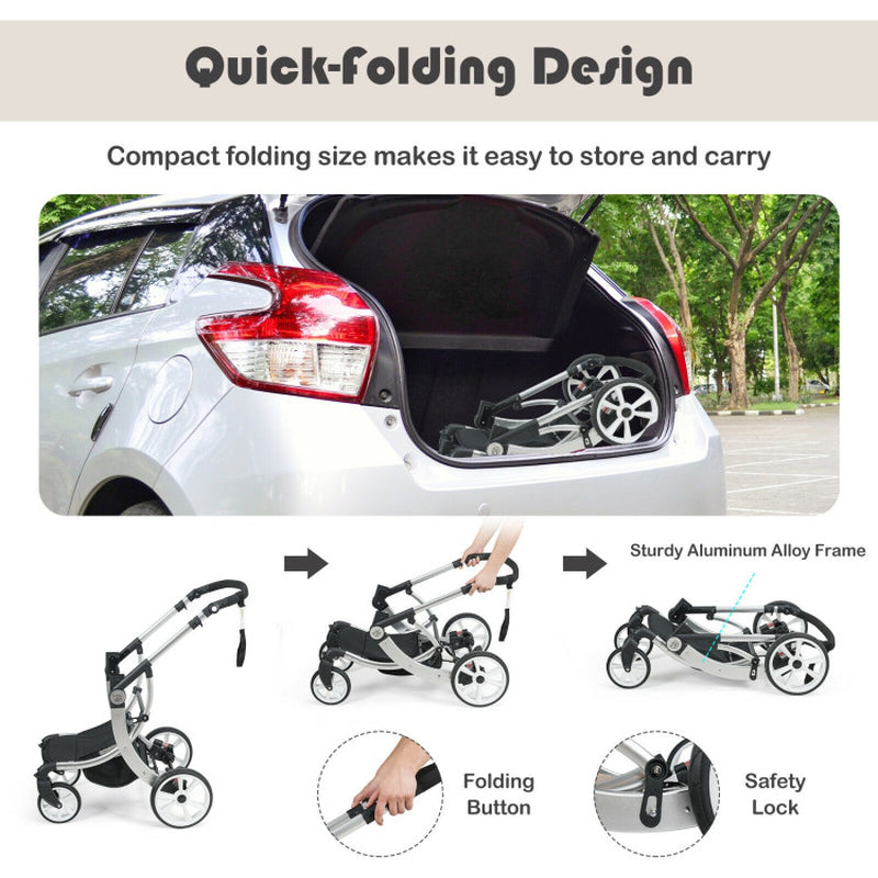 2-In-1 Foldable High Landscape Baby Stroller with Diaper Bag