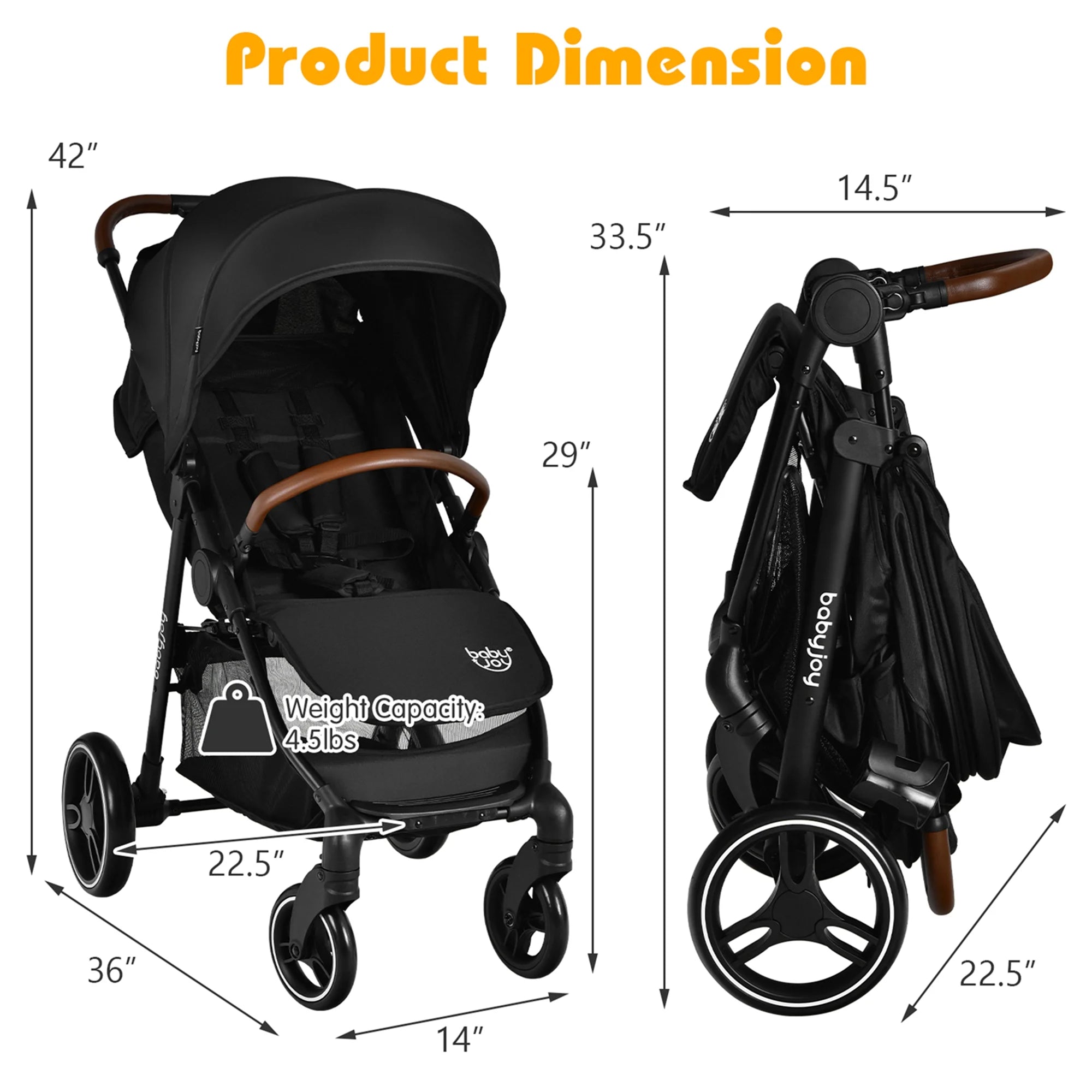 Babyjoy High Landscape Baby Stroller Pushchair with Expandable & Footmuff Canopy Unisex 0-3 Years