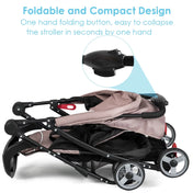 Foldable Lightweight Baby Stroller Kids Travel Pushchair 5-Point Safety System Coffee