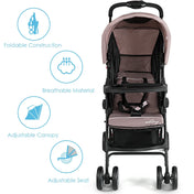 Foldable Lightweight Baby Stroller Kids Travel Pushchair 5-Point Safety System Coffee