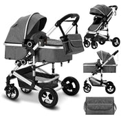 2 in 1 Convertible Baby Stroller, Unisex Folding Infant Newborn Bassinet Pram, Dark Grey