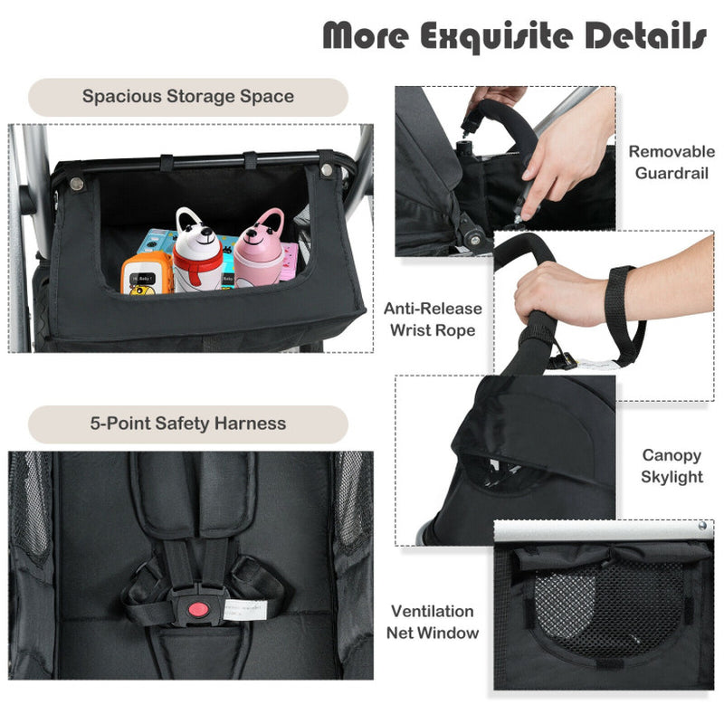 2-In-1 Foldable High Landscape Baby Stroller with Diaper Bag