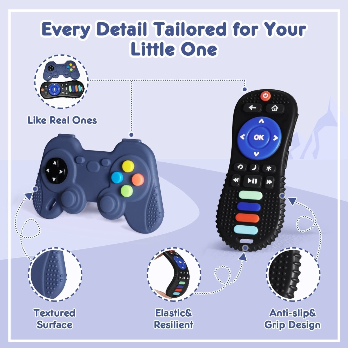 Bubu Baby Gamepad & Remote control Teething with Food-Grade Silicone